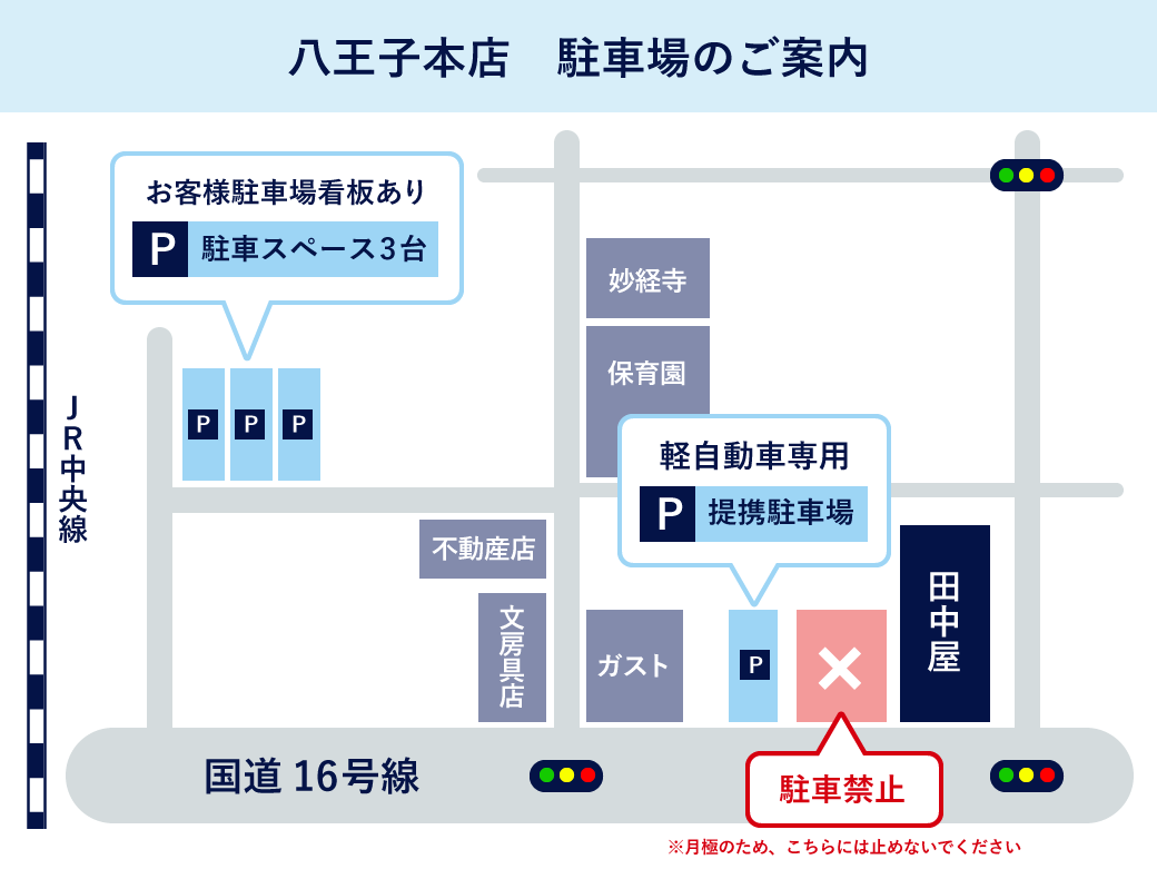 八王子本店 駐車場のご案内